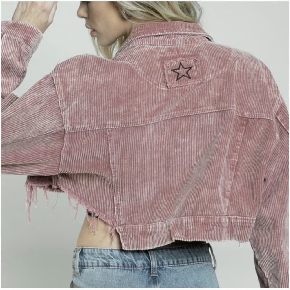 POL Cropped Distressed Corduroy Jacket - Picture 2 of 4